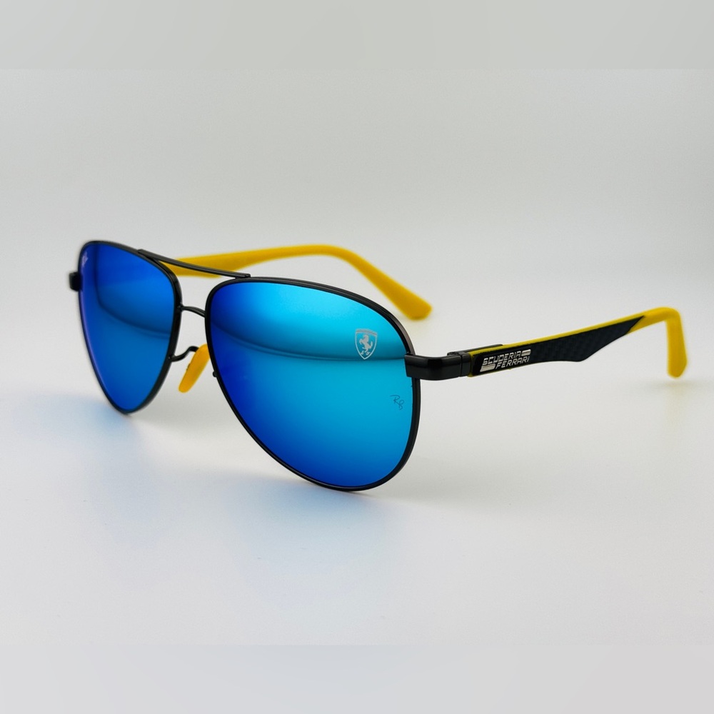 Ray-Ban Sunglasses RB8313M Scuderia Ferrari Black Frame with Blue Mirror lenses - Picture 11 of 16